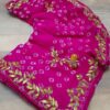 SOFT SILK ORIGINAL BANDHANI WITH GOTA PATTI HAND WORK SAREE - Pink