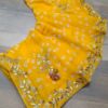 SOFT SILK ORIGINAL BANDHANI WITH GOTA PATTI HAND WORK SAREE - Yellow