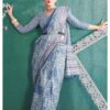 COTTON BAGRU PRINT SAREE - Gray