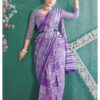 COTTON BAGRU PRINT SAREE - Lavender Purple