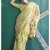 COTTON BAGRU PRINT SAREE - Olive green