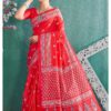 COTTON BLOCK PRINT SAREE - Red