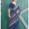 COTTON BLOCK PRINT SAREE - dark gray