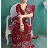 COTTON BATIK PRINT SAREE - Maroon