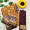 MULMUL AJRAKH BLOCK PRINT WITH HEVAY ZARI BODAR SAREE - mustard yellow
