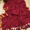 JARI BORDER COTTON MULMUL SAREES WITH HEVY LATKAN - Maroon