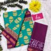 BAGRU BLOCK PRINT MODAL MULCOTTON SAREE - caribbean green