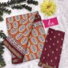 BAGRU BLOCK PRINT MODAL MULCOTTON SAREE - burnt orange