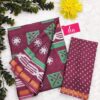 BAGRU BLOCK PRINT MODAL MULCOTTON SAREE - Dark Rasberry