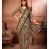 MULMUL COTTON AJRAKH BLOCK PRINT SAREE - Brown
